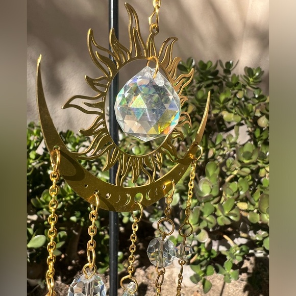 Sun Moon Crystal Wind Chime Pendant for Home Decor Outdoor Garden Sunca… - Picture 3 of 5